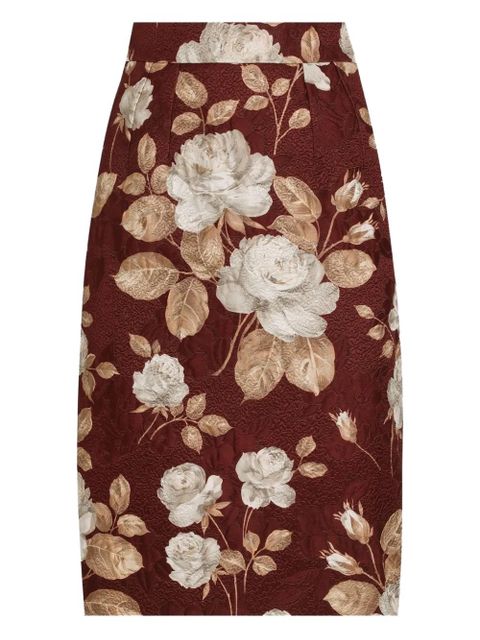 Dolce & Gabbana rose-print midi pencil skirt - Red - zdjęcie produktu nr 1