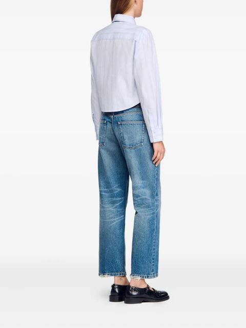 SANDRO striped buttoned cropped shirt - Blue - zdjęcie produktu nr 2