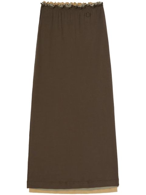 Jil Sander layered cotton midi skirt - Brown - zdjęcie produktu nr 1