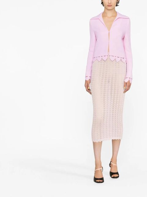 Alessandra Rich pointelle-knit midi pencil skirt - Pink - zdjęcie produktu nr 2