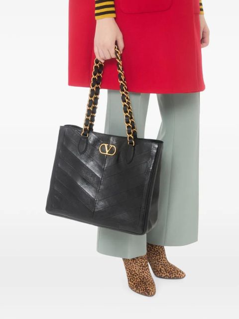 Valentino Garavani Laseine chevron-pattern tote bag - Black - zdjęcie produktu nr 2