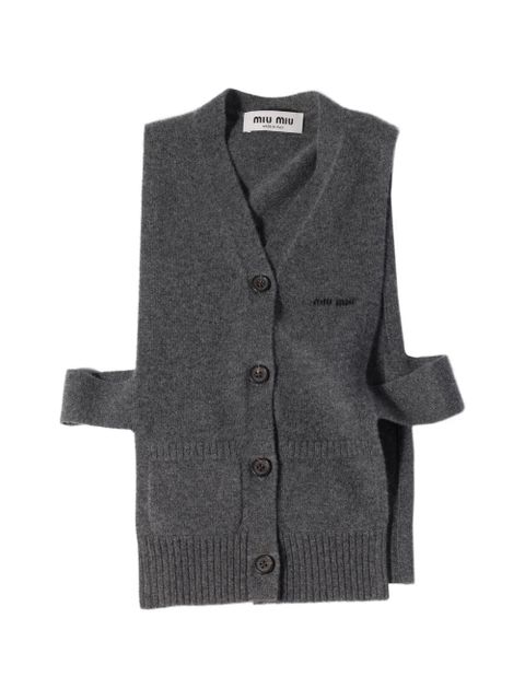 Miu Miu V-neck logo vest - Grey - zdjęcie produktu nr 2