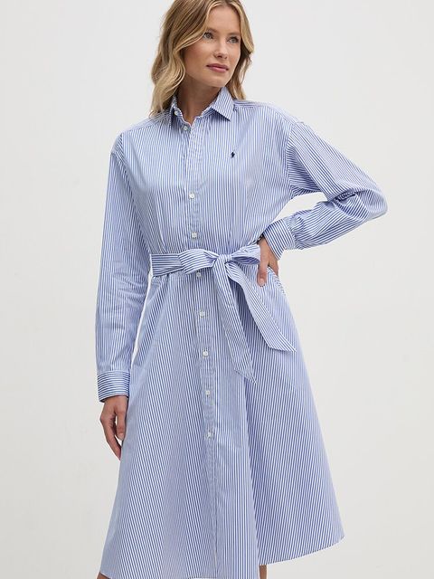 Polo Ralph Lauren sukienka bawełniana kolor niebieski mini rozkloszowana 211891428 - zdjęcie produktu nr 2