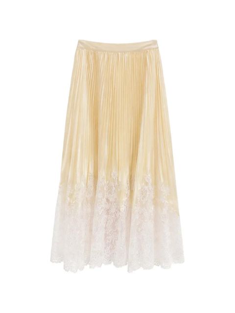 Self-Portrait lace pleated midi skirt - Neutrals - zdjęcie produktu nr 1