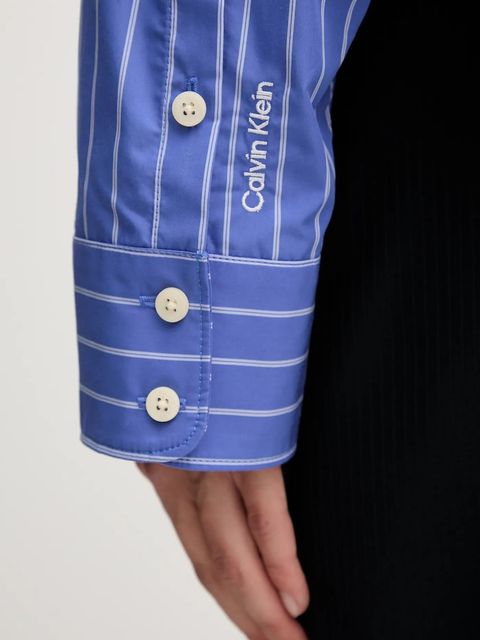 Calvin Klein Jeans koszula bawełniana damska kolor fioletowy relaxed z kołnierzykiem klasycznym LV047C118G