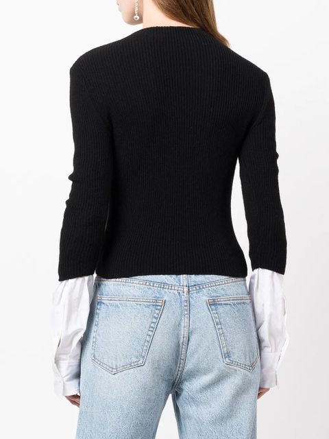Alexander Wang fine-ribbed contrasting-cuffs jumper - Black