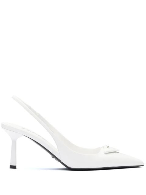 Prada 75mm leather slingback pumps - White - zdjęcie produktu nr 1