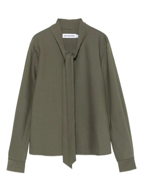 Self-Portrait bow-neck long-sleeve blouse - Green - zdjęcie produktu nr 1