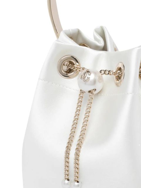 Jimmy Choo handle chain bon bon bucket bag - White
