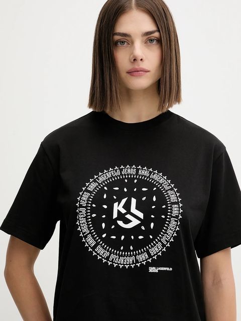 Karl Lagerfeld Jeans t-shirt bawełniany damski kolor czarny A4W17008