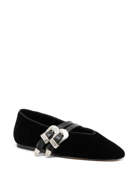 Le Monde Beryl Claudia belted velvet slippers - Black - zdjęcie produktu nr 2
