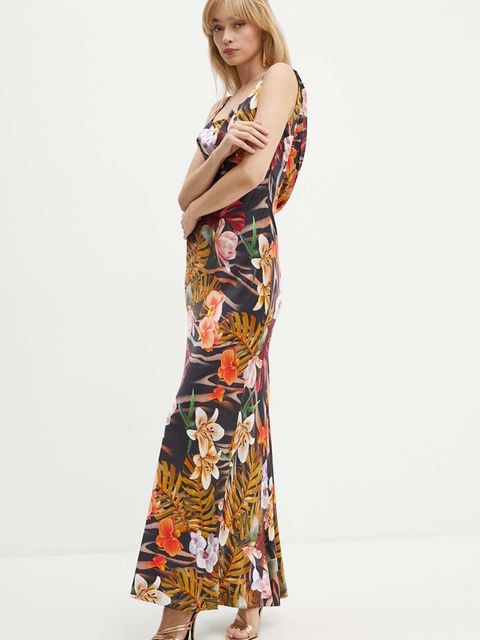 Marciano Guess sukienka ESTELLA kolor czarny maxi rozkloszowana 4YGK15 7139A