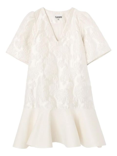 GANNI V-neck mini dress - Neutrals - zdjęcie produktu nr 1