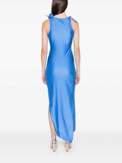 Coperni floral-appliqué asymmetric maxi dress - Blue