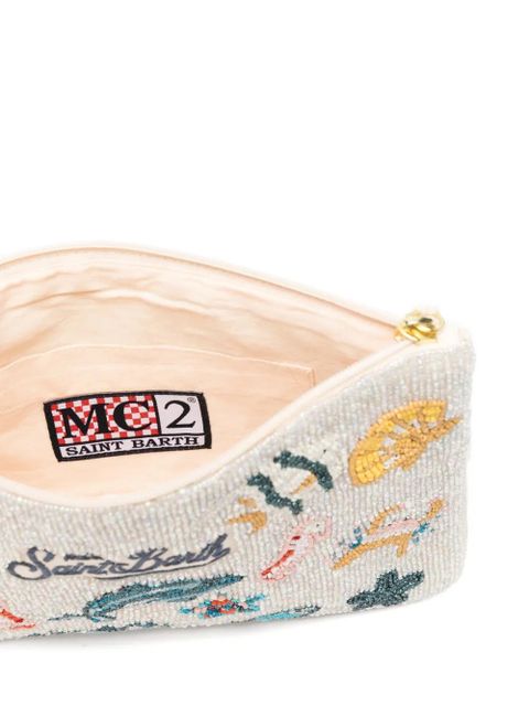 MC2 Saint Barth bead-embellished tassel-detail clutch bag - Neutrals