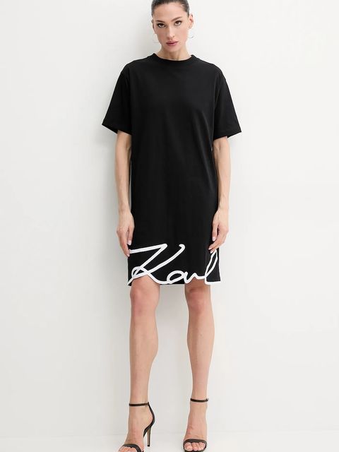 Karl Lagerfeld sukienka bawełniana kolor czarny mini oversize A1W13001 - zdjęcie produktu nr 2