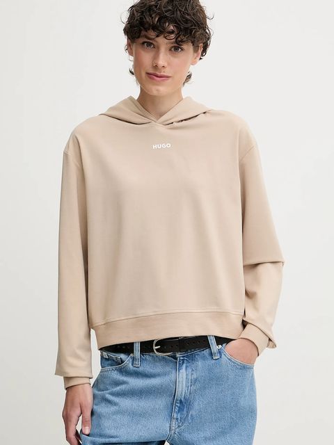 HUGO bluza lounge kolor beżowy z kapturem gładka 50490594 - zdjęcie produktu nr 1