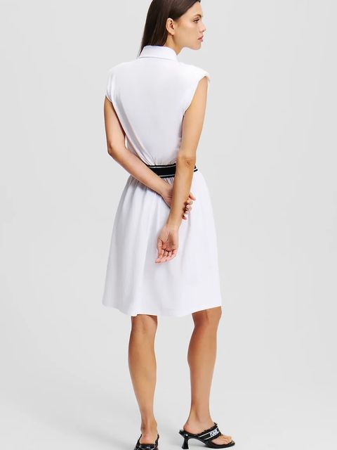 Karl Lagerfeld sukienka bawełniana kolor biały mini prosta A2W13038