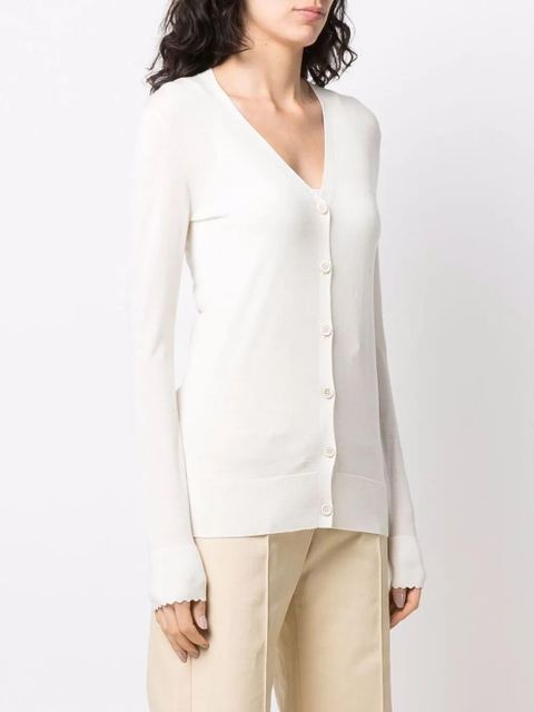 Chloé scallop-cuff wool cardigan - Neutrals