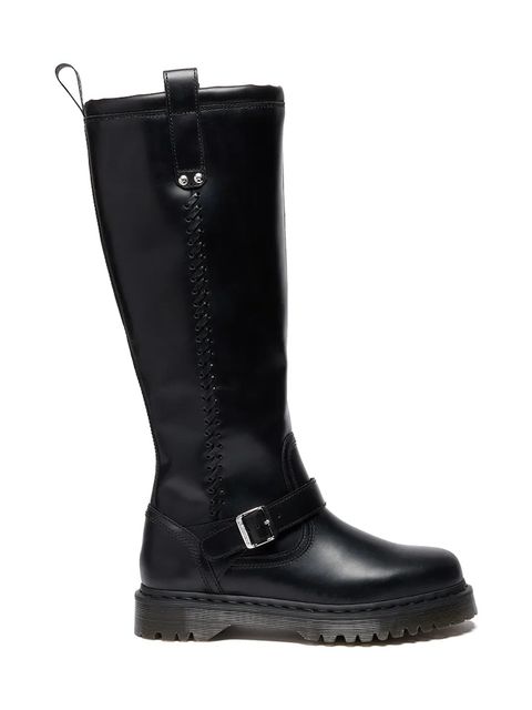 Dr. Martens kozaki skórzane Anistone damskie kolor czarny na płaskim obcasie DM42669001 - zdjęcie produktu nr 1