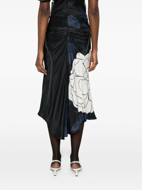 Victoria Beckham floral-print midi skirt - Black
