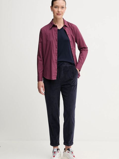 United Colors of Benetton koszula bawełniana damska kolor fioletowy regular z kołnierzykiem klasycznym 5WPQDQ0AX - zdjęcie produktu nr 2