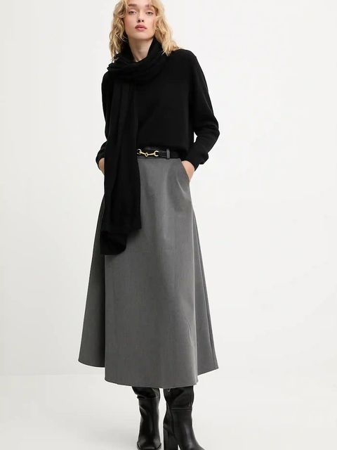 Answear.LAB spódnica kolor szary maxi rozkloszowana