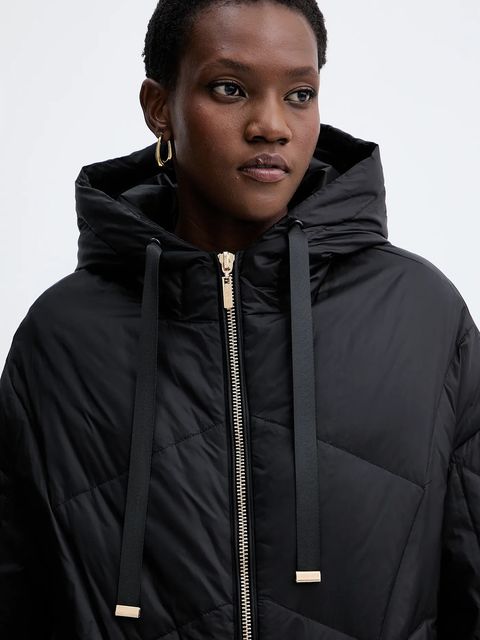 Twinset kurtka puchowa kolor czarny zimowa oversize 252TT2060