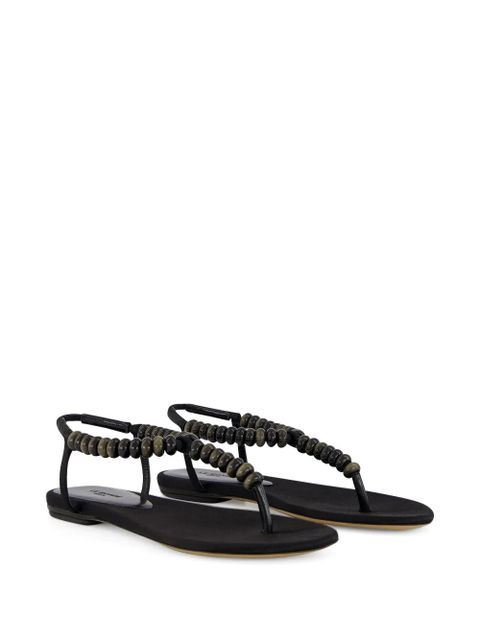 Le Monde Beryl beaded silk-satin sandals - Black - zdjęcie produktu nr 2