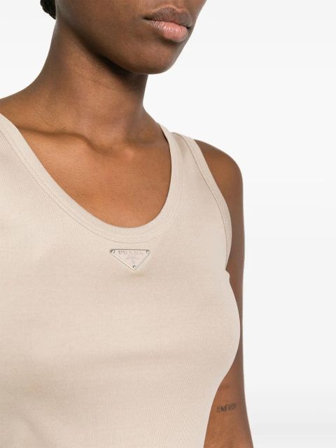 Prada triangle-logo ribbed tank top - Neutrals