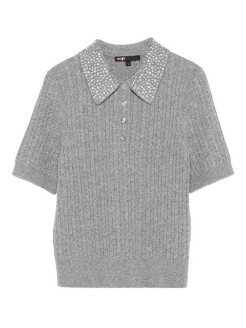 Maje embellished cable-knit lolo top - Grey - zdjęcie produktu nr 1