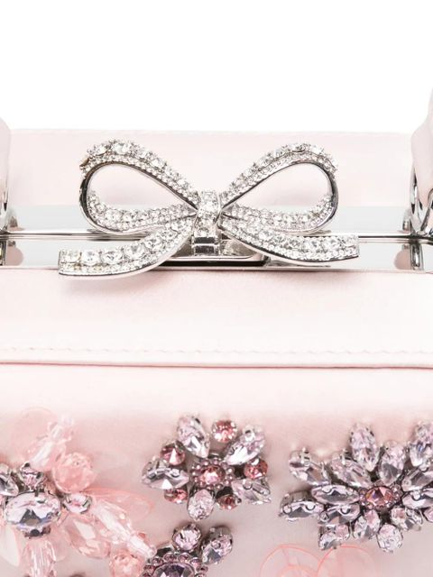 Self-Portrait floral embellished top handle tote bag - Pink