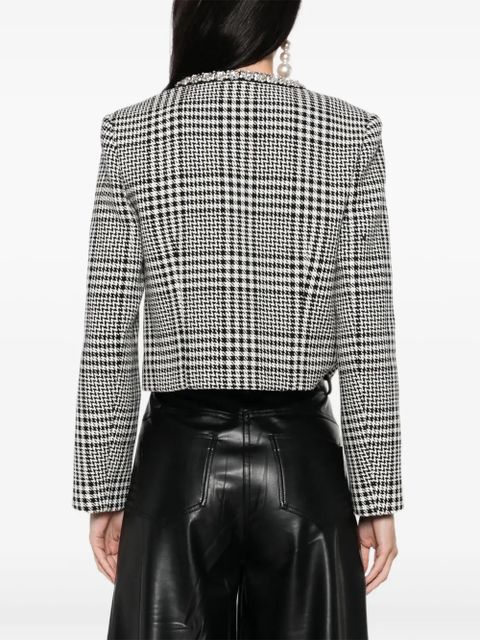 Self-Portrait houndstooth cropped jacket - Black
