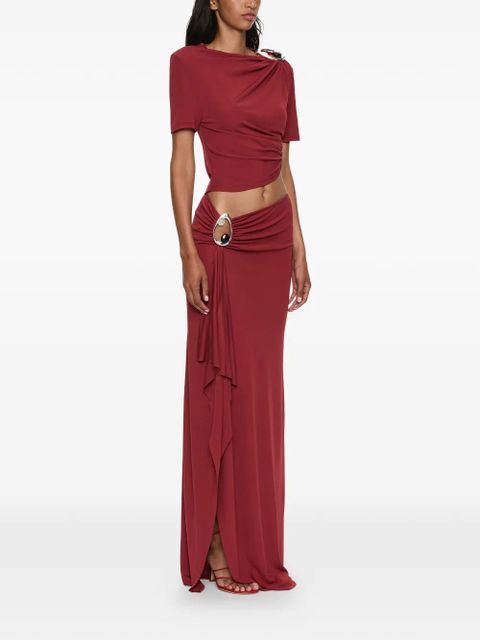 Christopher Esber Orica crystal-embellished ruched jersey T-shirt - Red