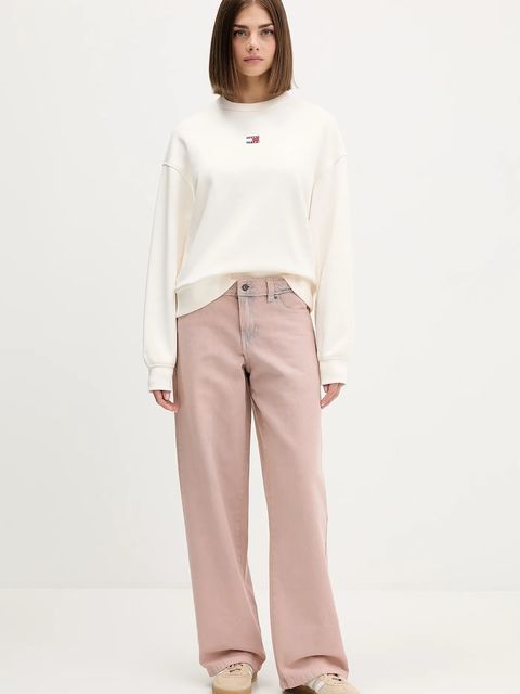 Tommy Jeans bluza bawełniana damska kolor beżowy z aplikacją DW0DW17325 - zdjęcie produktu nr 2