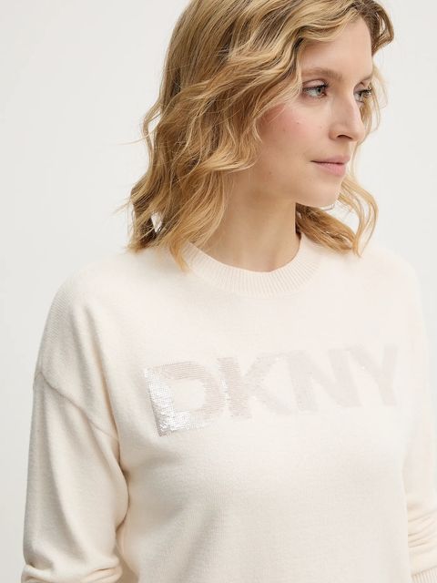 Dkny sweter damski kolor beżowy lekki DJ4R0407
