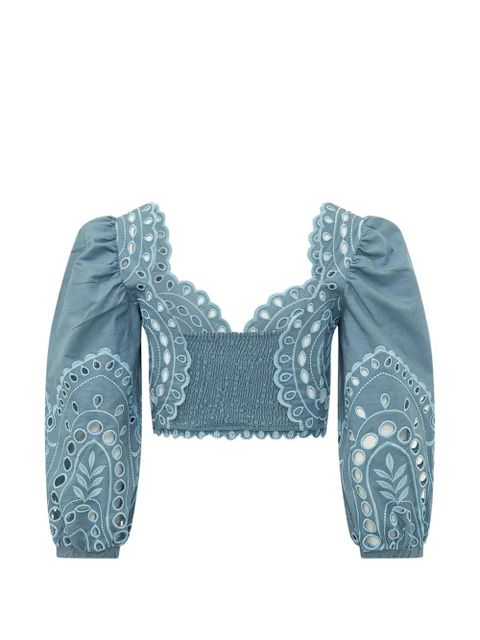 Charo Ruiz Ibiza Luna broderie-anglaise top - Blue