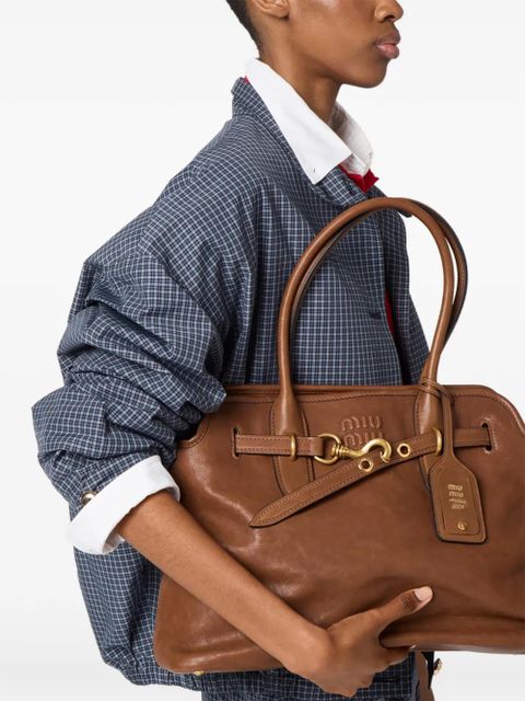 Miu Miu check-pattern oversized jacket - Blue