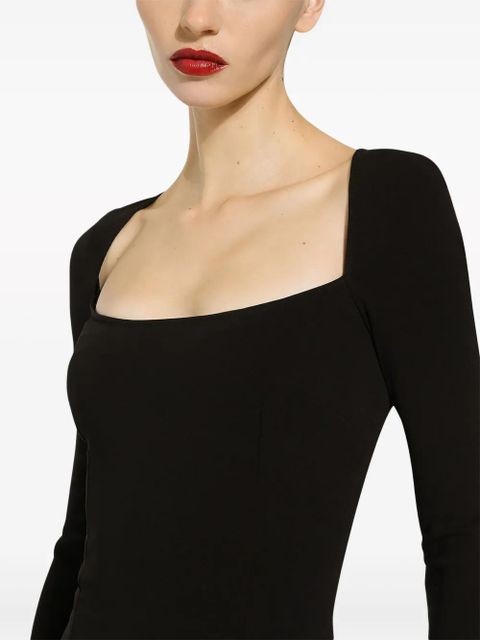 Dolce & Gabbana long-sleeve square-neck midi dress - Black