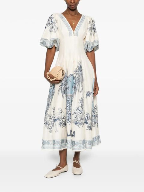 ALEMAIS V-neck patterned mini dress - Neutrals - zdjęcie produktu nr 1