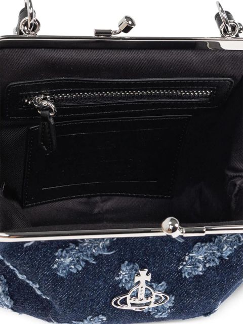 Vivienne Westwood Orb-pattern frayed denim tote bag - Blue