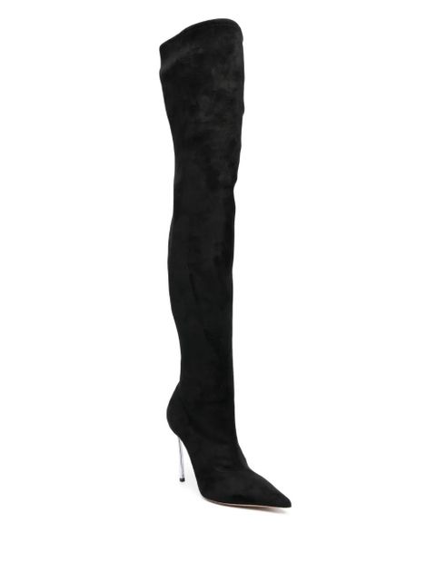 Casadei Blade 110mm thigh-high suede boots - Black