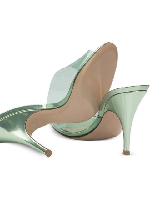 Gianvito Rossi transparent-strap metallic-finish sandals - White