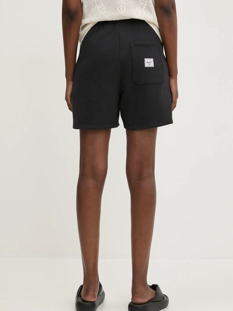 Herschel szorty bawełniane damskie kolor czarny gładkie high waist 50307-00001