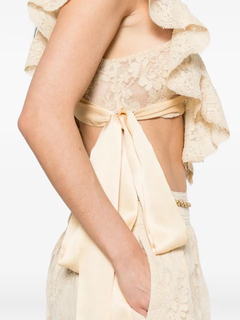ZIMMERMANN Luna lace ruffled top - Neutrals