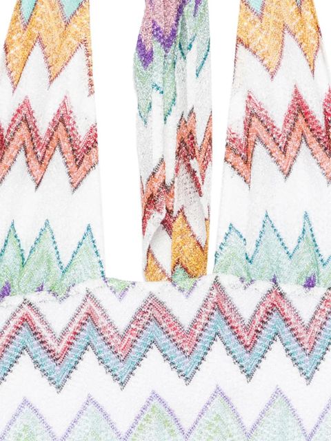 Missoni halterneck zig-zag swimsuit - White