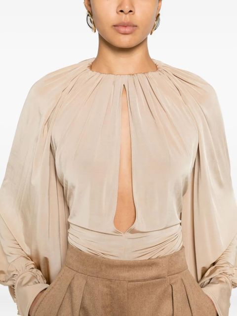Ferragamo gathered long-sleeve blouse - Neutrals