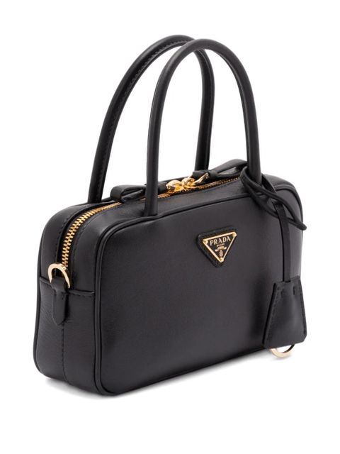 Prada triangle logo-plaque tote bag - Black