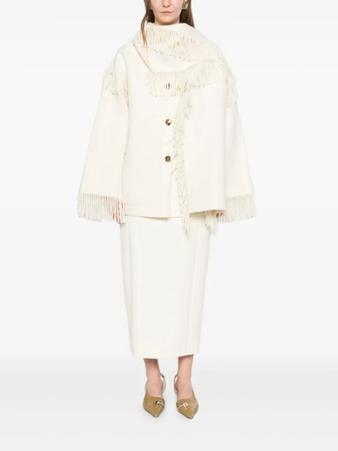 TOTEME fringed mantel jacket - Neutrals
