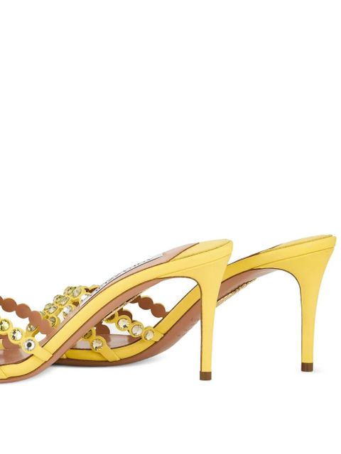 Aquazzura Tequila crystal-embellished scallop sandals - Yellow